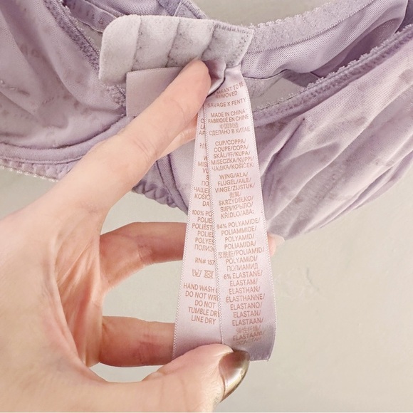 Savage x Fenty Lavender Purple Mesh Logo Bra Underwire - Picture 4 of 6